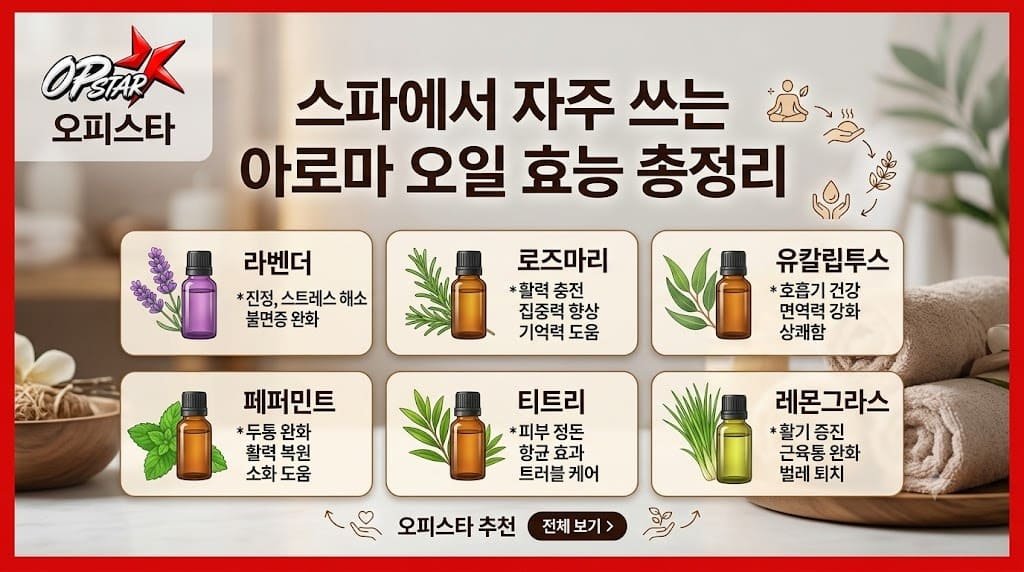스파에서 자주 쓰는 아로마 오일 효능 총정리