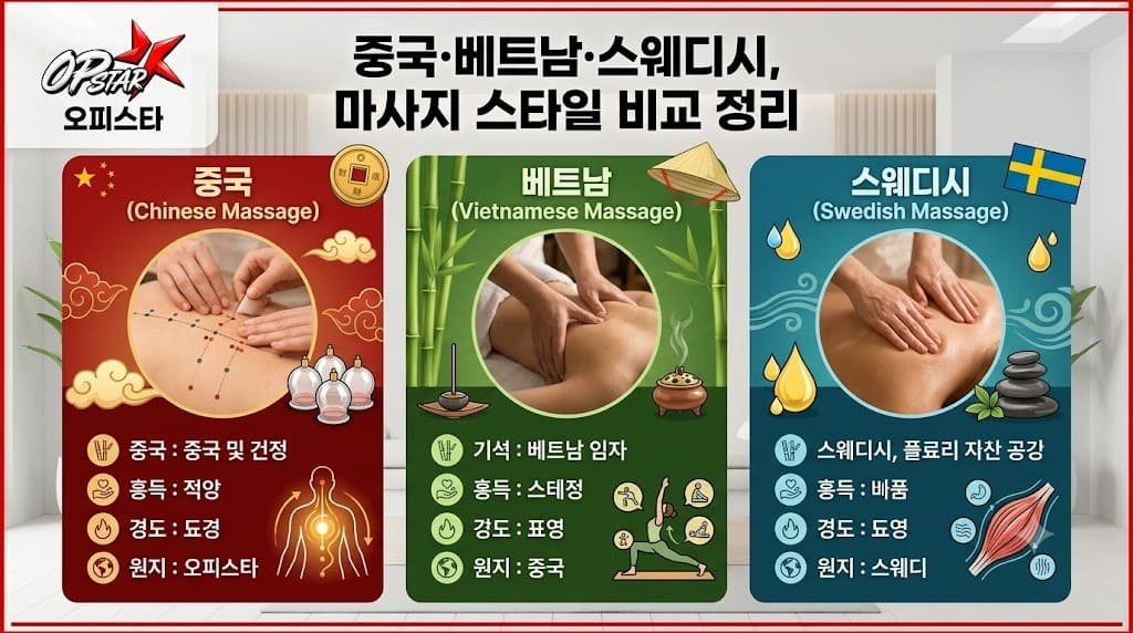 중국·베트남·스웨디시, 마사지 스타일 비교 정리