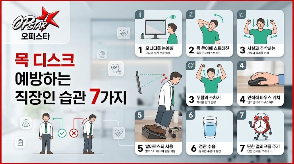 목 디스크 예방하는 직장인 습관 7가지